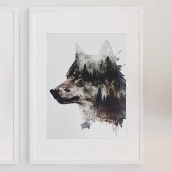 Wolf Animal Portrait Wall Art Illustration Print Poster Card Unframed - Picture 6 of 6